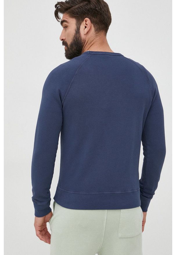 Blauer bluza bawełniana męska z nadrukiem. Okazja: na co dzień. Kolor: niebieski. Materiał: bawełna. Długość rękawa: raglanowy rękaw. Wzór: nadruk. Styl: casual