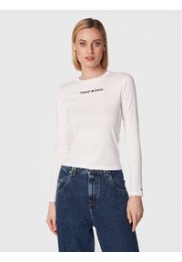 Tommy Jeans Bluzka Baby Serif Linear DW0DW14363 Biały Regular Fit. Kolor: biały. Materiał: bawełna #1