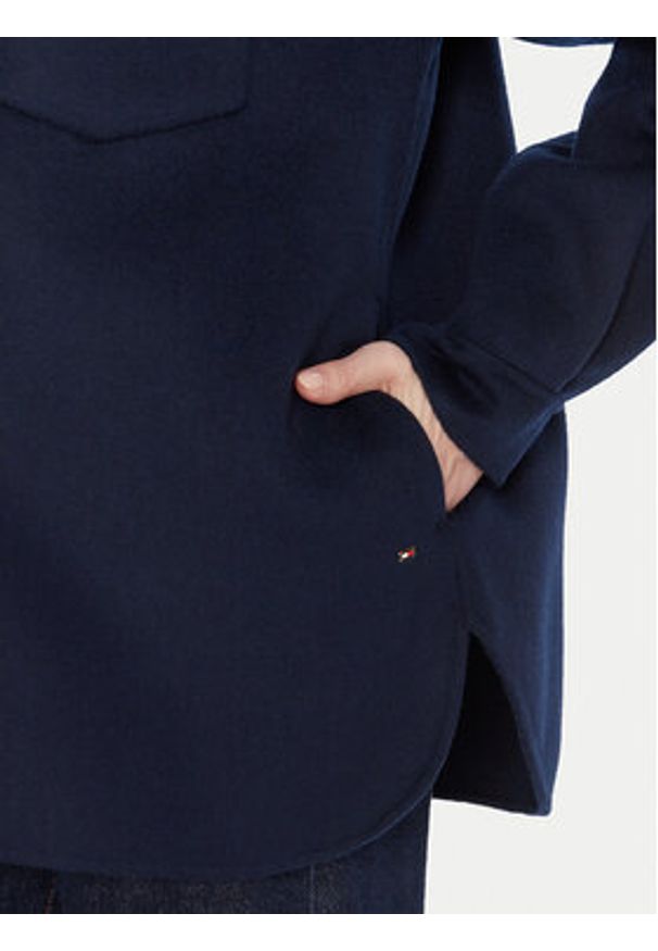 TOMMY HILFIGER - Tommy Hilfiger Płaszcz wełniany WW0WW46558 Granatowy Relaxed Fit. Kolor: niebieski. Materiał: syntetyk