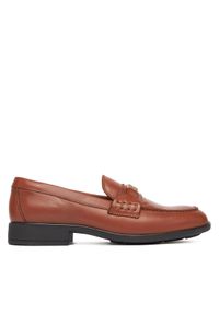 TOMMY HILFIGER - Tommy Hilfiger Loafersy Th Logo Leather Loafer FW0FW08705 Brązowy. Kolor: brązowy. Materiał: skóra