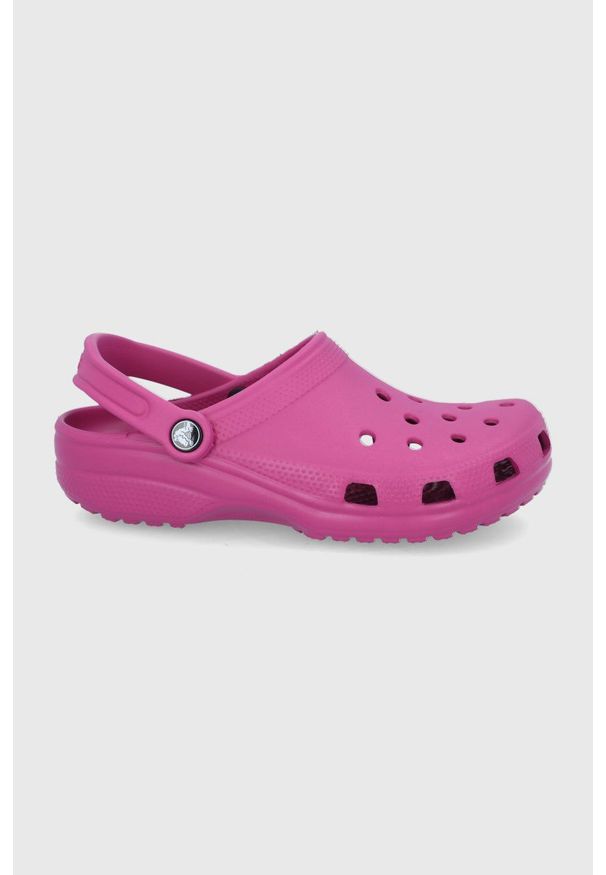 Crocs klapki Classic 10001. Kolor: fioletowy. Materiał: materiał, guma. Wzór: gładki. Obcas: na obcasie. Wysokość obcasa: niski