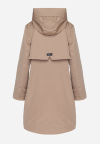 Born2be - Jasnobrązowy Płaszcz Kurtka Przeciwwiatrowa z Kapturem Amilina. Okazja: na spacer, na co dzień. Typ kołnierza: kaptur. Kolor: brązowy. Materiał: wełna, jeans. Wzór: aplikacja. Styl: casual, elegancki #4