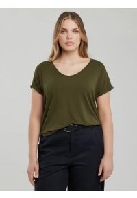 Big-Star - Koszulka damska o luźnym kroju khaki Valeria 303. Okazja: na co dzień. Kolor: zielony. Materiał: dzianina, wiskoza. Styl: klasyczny, casual #3