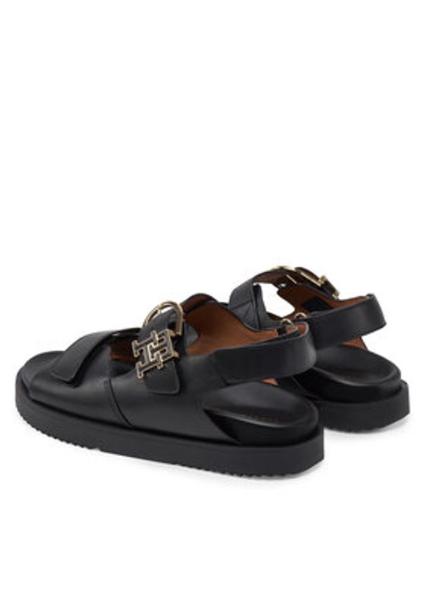 TOMMY HILFIGER - Tommy Hilfiger Sandały Leather Sporty Sandal FW0FW08799 Czarny. Kolor: czarny. Materiał: skóra. Styl: sportowy