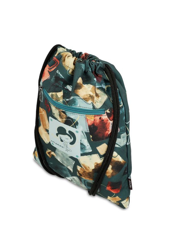 Zielony Worek Anekke Modny Plecak Damski. Kolor: zielony. Wzór: aplikacja, geometria. Styl: casual, elegancki