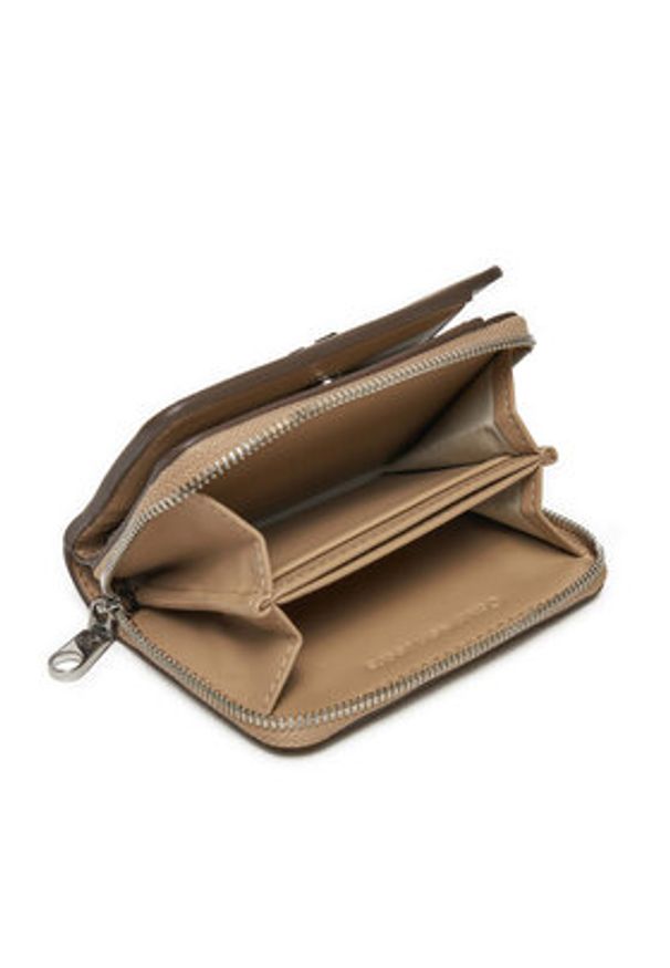 Calvin Klein Mały Portfel Damski K60K612740 Beżowy. Kolor: beżowy. Materiał: skóra