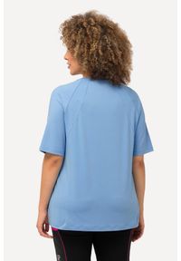 ULLA POPKEN - Damskie Bluzka funkcyjna szybkoschnąca dekolt w serek rękawy 1/2. Typ kołnierza: dekolt w serek. Kolekcja: plus size. Kolor: niebieski. Materiał: poliester, materiał, elastan #2