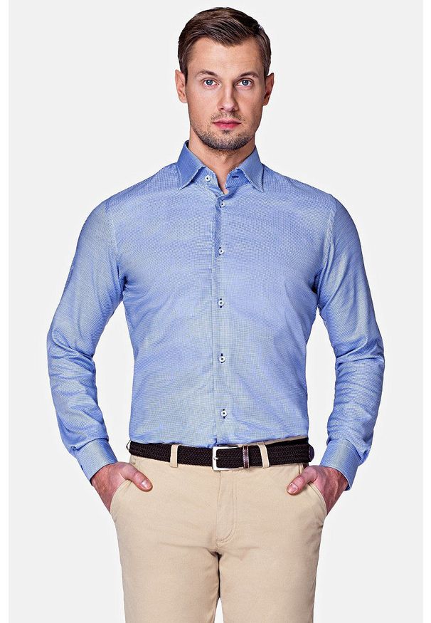 Lancerto - Koszula Granatowa Zamur. Kolor: niebieski. Materiał: tkanina, bawełna