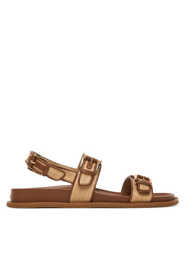 MICHAEL Michael Kors Sandały Nia Flat 40S6NIFS1D Beżowy. Kolor: beżowy. Materiał: materiał