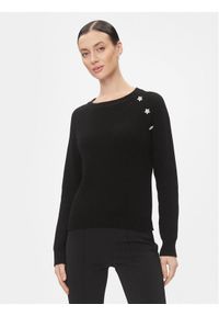 Kontatto Sweter 3M1238 Czarny Regular Fit. Kolor: czarny. Materiał: wiskoza