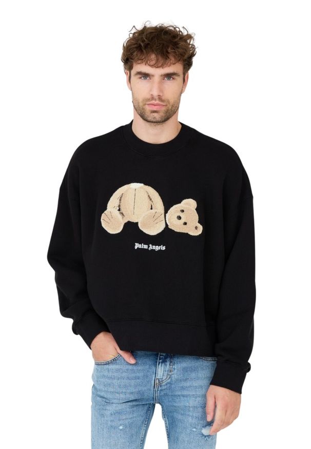 PALM ANGELS Czarna męska bluza Bear Crew, Rozmiar L. Kolor: czarny
