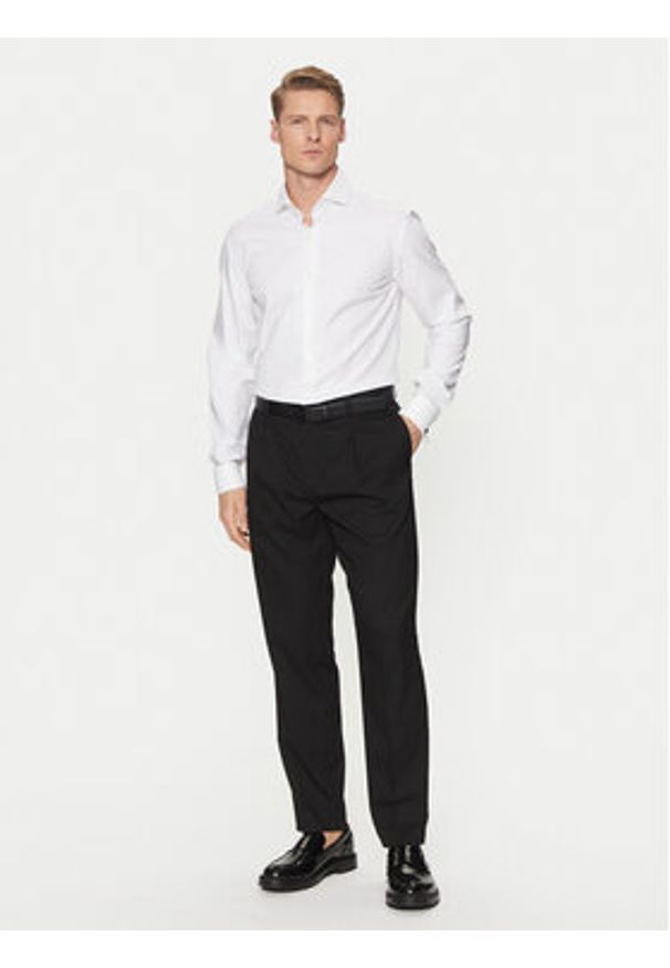 BOSS Koszula H-Hank 50543677 Biały Slim Fit. Kolor: biały. Materiał: bawełna