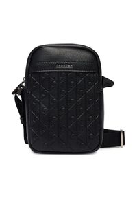 Calvin Klein Saszetka Emblem Aop Emboss Slim Reporter LV04D3228G Czarny. Kolor: czarny. Materiał: skóra #1