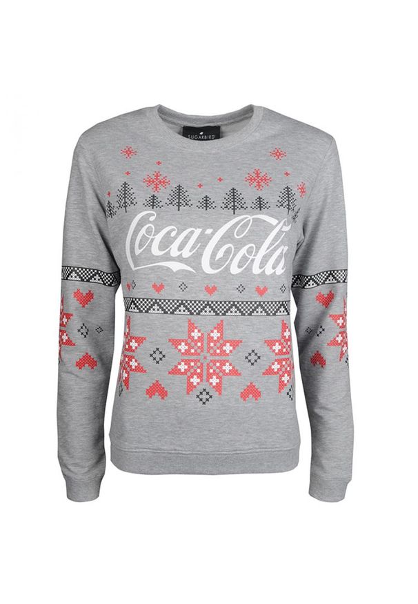 Sugarbird Bluza "Coca-Cola" | CC18AW7130803 / Forcett Snowflake Coca-Cola | Kobieta | Szary. Kolor: szary. Materiał: lycra, bawełna. Wzór: aplikacja, nadruk. Styl: wizytowy