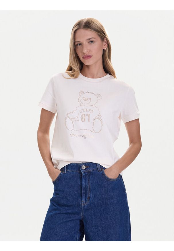 Guess T-Shirt V5BI16 K8FQ4 Biały Regular Fit. Kolor: biały. Materiał: bawełna