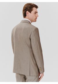 Pako Lorente - PAKO LORENTE – Beżowa marynarka garniturowa w prążki. Kolor: beżowy. Materiał: poliester, wiskoza. Wzór: prążki #6
