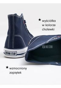 Big-Star - Trampki damskie wysokie granatowe JJ274A504 403. Wysokość cholewki: za kostkę. Nosek buta: okrągły. Kolor: niebieski. Styl: sportowy