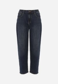 Born2be - Granatowe Jeansy Mom Fit z Wiskozą i Wysokim Stanem Errelia. Okazja: na spacer. Stan: podwyższony. Kolor: niebieski. Styl: elegancki #2