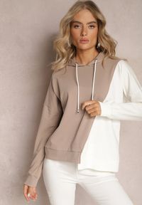 Renee - Beżowa Bawełniana Bluza z Kapturem i Ściągaczami Ardente. Typ kołnierza: kaptur. Kolor: beżowy. Materiał: bawełna