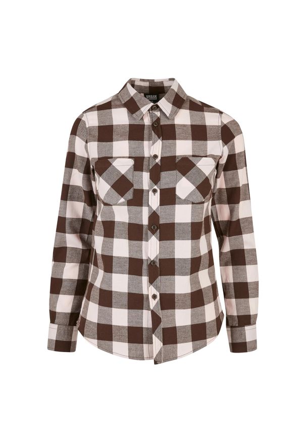 Damska koszula w kratę z flaneli Urban Classics GT. Kolor: różowy, brązowy, wielokolorowy. Wzór: kratka