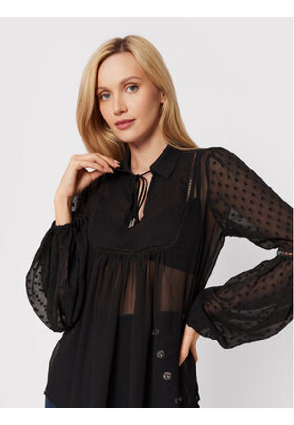 Guess Bluzka W2YH53 WDW52 Czarny Relaxed Fit. Kolor: czarny. Materiał: syntetyk