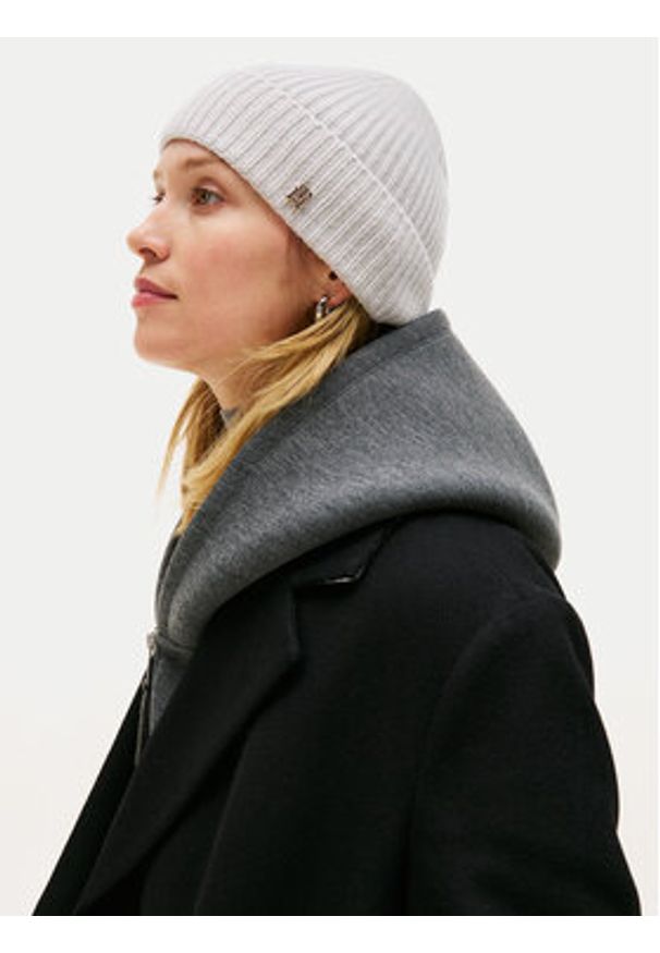 TOMMY HILFIGER - Tommy Hilfiger Czapka Th Cashmere AW0AW17772 Szary. Kolor: szary. Materiał: materiał, kaszmir