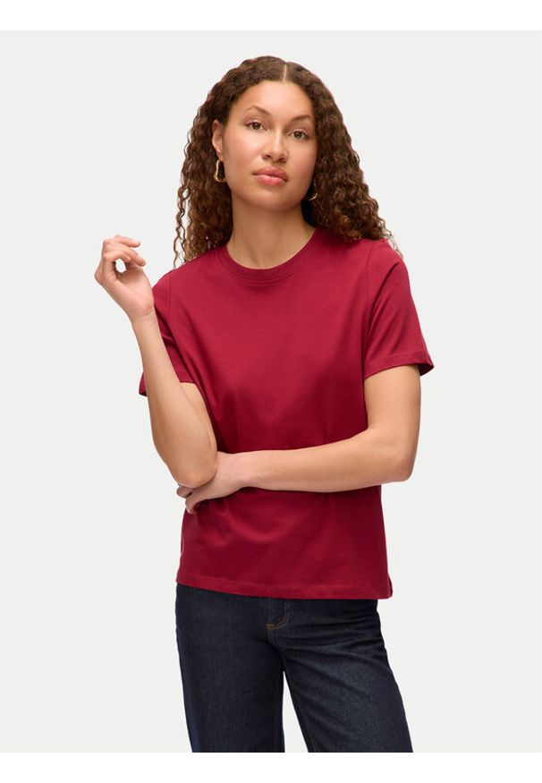 Vero Moda T-Shirt Paulina 10316991 Czerwony Regular Fit. Kolor: czerwony. Materiał: bawełna