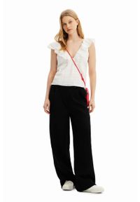 Desigual bluzka damska kolor biały gładka. Okazja: na co dzień. Kolor: biały. Materiał: bawełna. Wzór: gładki. Styl: casual #5