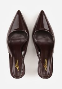 Born2be - Brązowe Sandały Szpilki Lakierowane Bez Pięty Tosellea. Okazja: na co dzień. Kolor: brązowy. Materiał: lakier. Obcas: na szpilce. Styl: casual, elegancki. Wysokość obcasa: średni #6