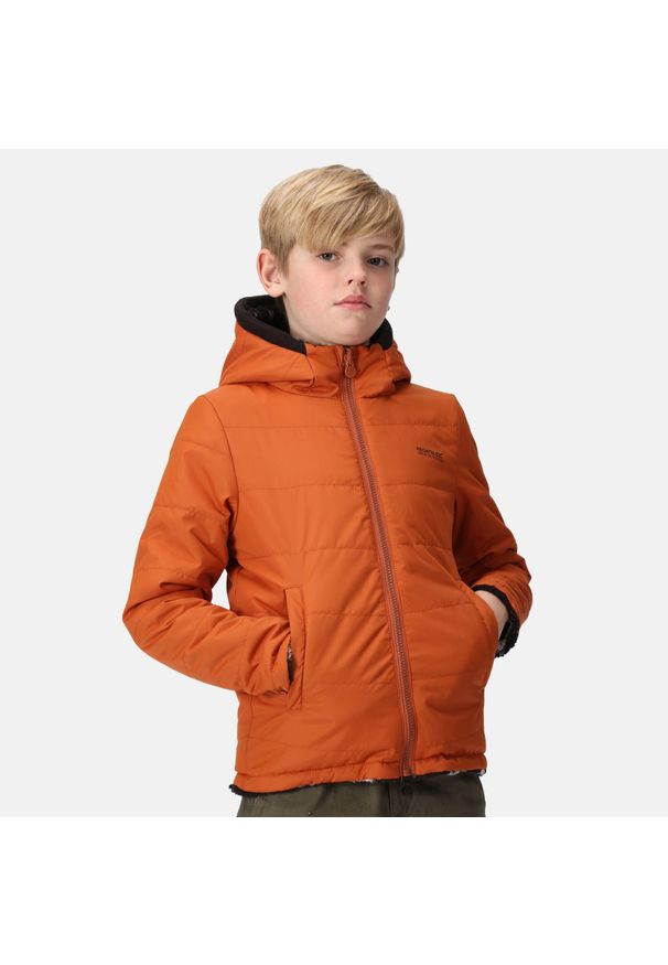 Kyrell Regatta dziecięca turystyczna kurtka dwustronna. Kolor: pomarańczowy. Materiał: poliester