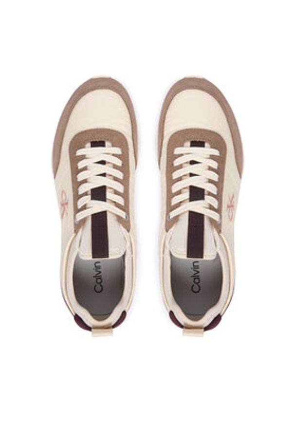 Calvin Klein Sneakersy Retro Runner Lace Up Sock YW0YW02060 Kremowy. Kolor: kremowy. Materiał: materiał