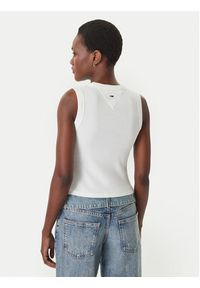 Tommy Jeans Top DW0DW22577 Biały Slim Fit. Kolor: biały. Materiał: bawełna #4