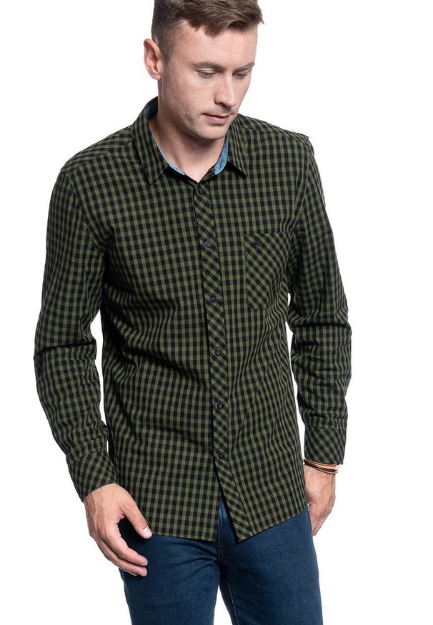 Mustang - MĘSKA KOSZULA MATERIAŁOWA MUSTANG CLEMENS VICHY CHECK 1009888 11836. Materiał: materiał