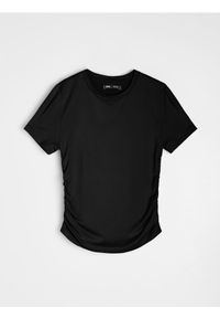 Sinsay - Jednolita bluzka z krótkim rękawem - czarny. Kolor: czarny. Długość rękawa: krótki rękaw. Długość: krótkie. Wzór: jednolity #1