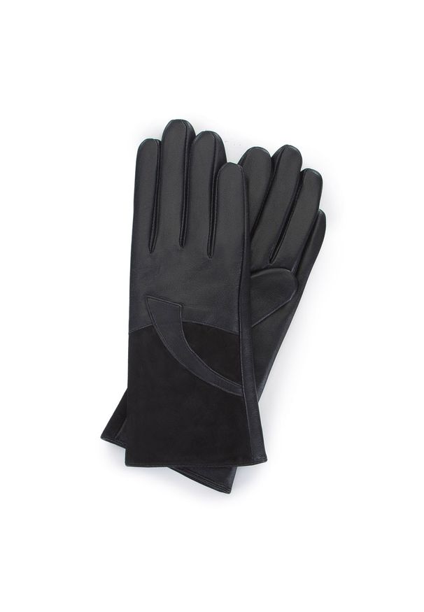 Wittchen - Damskie rękawiczki skórzane proste czarne. Kolor: czarny. Materiał: skóra. Wzór: aplikacja, kolorowy. Sezon: lato, jesień, zima. Styl: klasyczny, elegancki