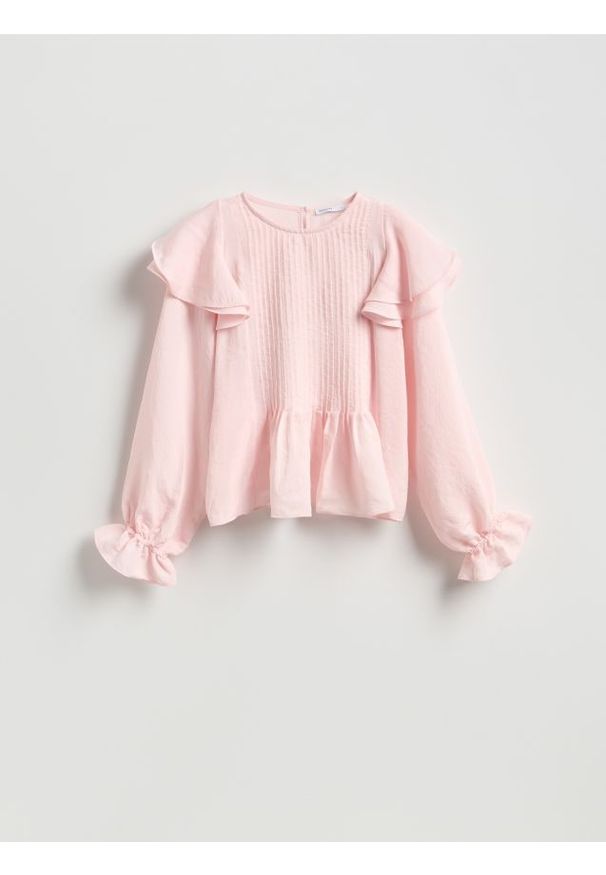 Reserved - Bluzka z modalem - brzoskwiniowy. Kolor: pomarańczowy. Materiał: tkanina