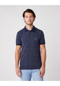 Wrangler - MĘSKIE POLO WRANGLER SS YD STRIPE POLO NAVY W7ALKD114 112131349. Typ kołnierza: polo