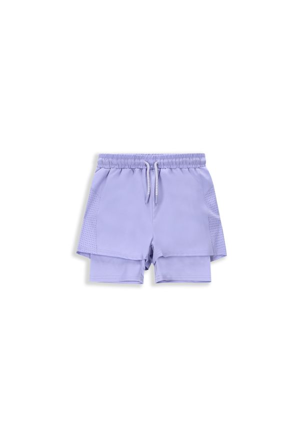Spodenki sportowe dla dzieci Lemon Explore WL4 z legginsami. Kolor: fioletowy. Materiał: poliester, elastan. Styl: sportowy