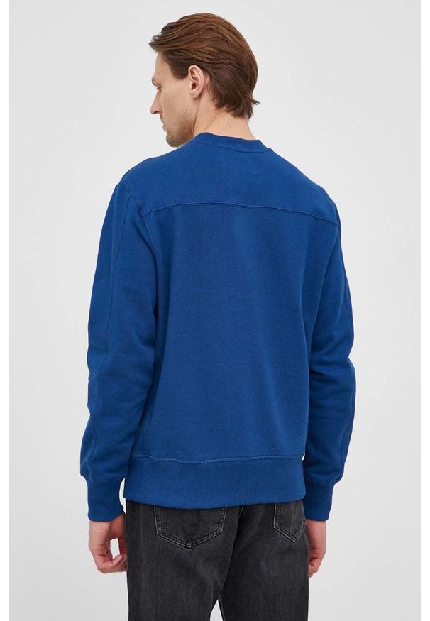 Calvin Klein Jeans bluza bawełniana męska kolor granatowy gładka. Okazja: na co dzień. Kolor: niebieski. Materiał: bawełna. Wzór: gładki. Styl: casual
