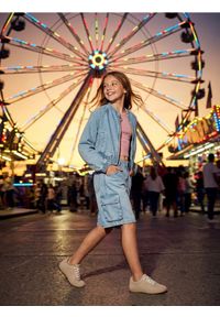 Sinsay - Jeansowa kurtka bomber - niebieski. Kolor: niebieski. Materiał: jeans #1