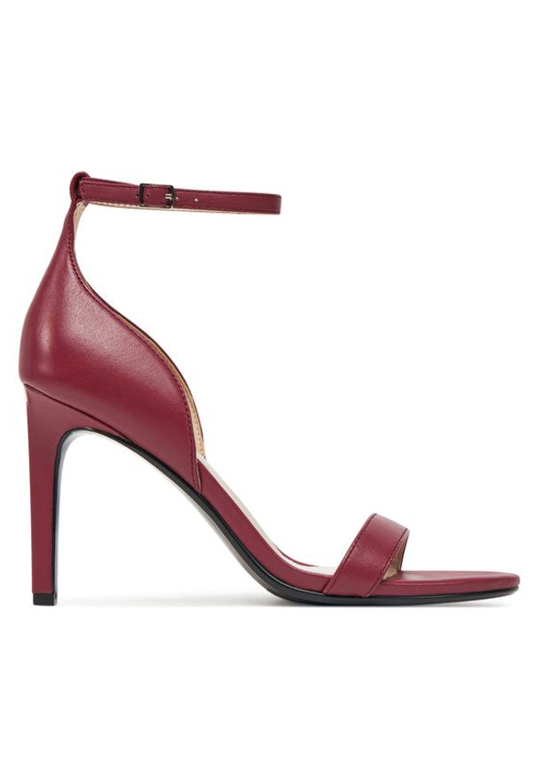 Calvin Klein Sandały Heel Sandal 90 - Lth HW0HW02337 Bordowy. Kolor: czerwony. Materiał: skóra