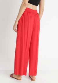 Born2be - Czerwone Spodnie Sharrill. Kolor: czerwony. Materiał: wiskoza. Długość: długie. Wzór: jednolity, aplikacja, gładki. Styl: elegancki