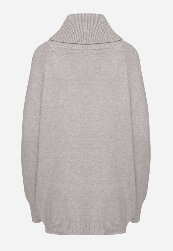 Born2be - Szary Golf z Wiskozą Zdobiony Wsuwanymi Kieszonkami Viaela. Okazja: na co dzień. Typ kołnierza: golf. Kolekcja: plus size. Kolor: szary. Długość: długie. Wzór: aplikacja. Materiał: wiskoza. Długość rękawa: długi rękaw. Styl: casual, elegancki