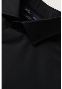 Mango Man Koszula bawełniana Emeritol męska kolor czarny slim z kołnierzykiem włoskim. Typ kołnierza: kołnierzyk włoski. Kolor: czarny. Materiał: bawełna