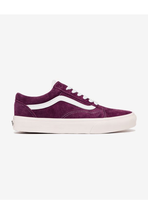 Vans Old Skool Trampki Czerwony Fioletowy. Nosek buta: okrągły. Zapięcie: sznurówki. Kolor: wielokolorowy, czerwony, fioletowy. Materiał: skóra