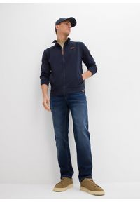 bonprix - Bluza ze stójką i detalami z imitacji skóry. Typ kołnierza: kołnierzyk stójkowy. Kolor: niebieski. Materiał: skóra, poliester #2