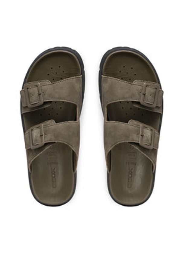 Geox Klapki U Xand 2S U46BGA 00032 C3009 Khaki. Kolor: brązowy. Materiał: skóra, nubuk