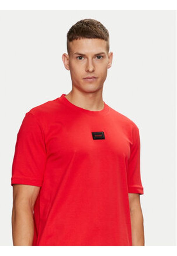 Hugo T-Shirt Diragolino_Gel 50528171 Czerwony Regular Fit. Kolor: czerwony. Materiał: bawełna
