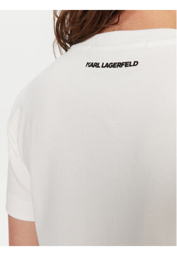 Karl Lagerfeld - KARL LAGERFELD T-Shirt A1W17021 Biały Regular Fit. Typ kołnierza: dekolt w karo. Kolor: biały. Materiał: bawełna