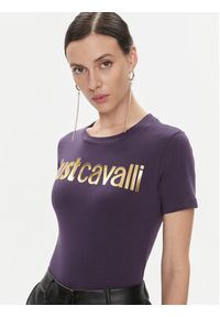 Just Cavalli T-Shirt 75PAHT00 Fioletowy Regular Fit. Kolor: fioletowy. Materiał: bawełna